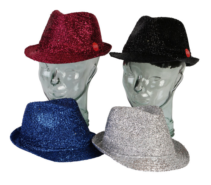 Nytårshat med glimmer og LED-lys